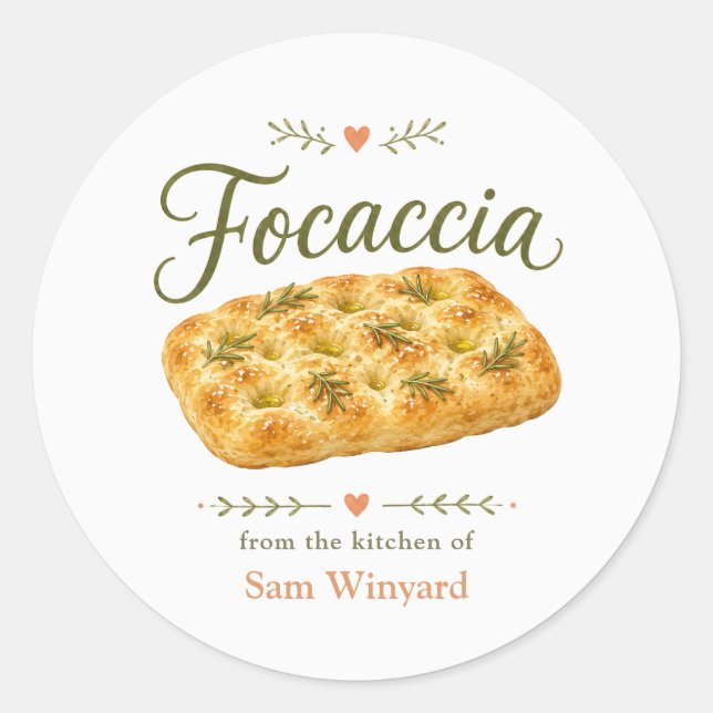 Homemade Focaccia Bread Kitchen Label (Front)
