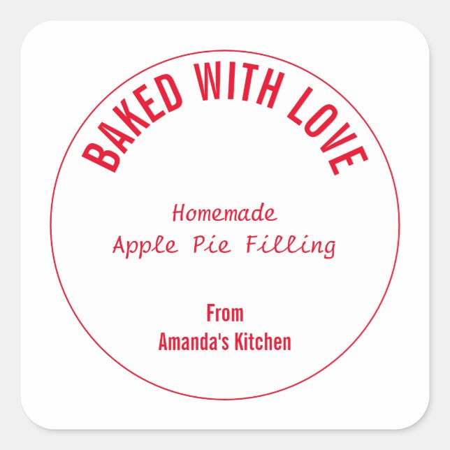 Homemade Food Christmas Custom Gift Party Favor Square Sticker (Front)