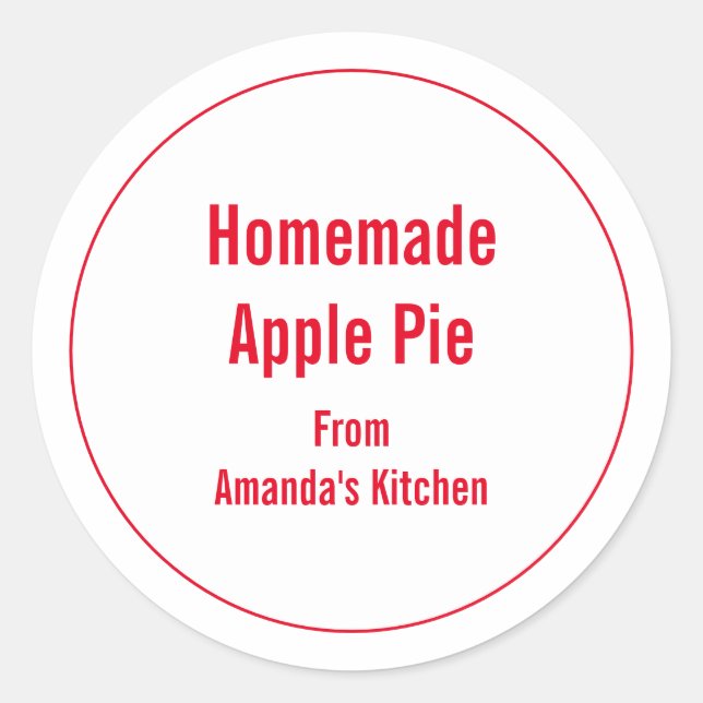 Homemade Food Christmas Gift Party Favor Apple Pie Classic Round Sticker (Front)