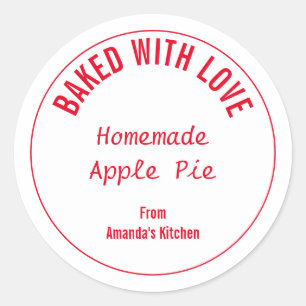 Homemade Food Christmas Gift Party Favor Red White Classic Round Sticker