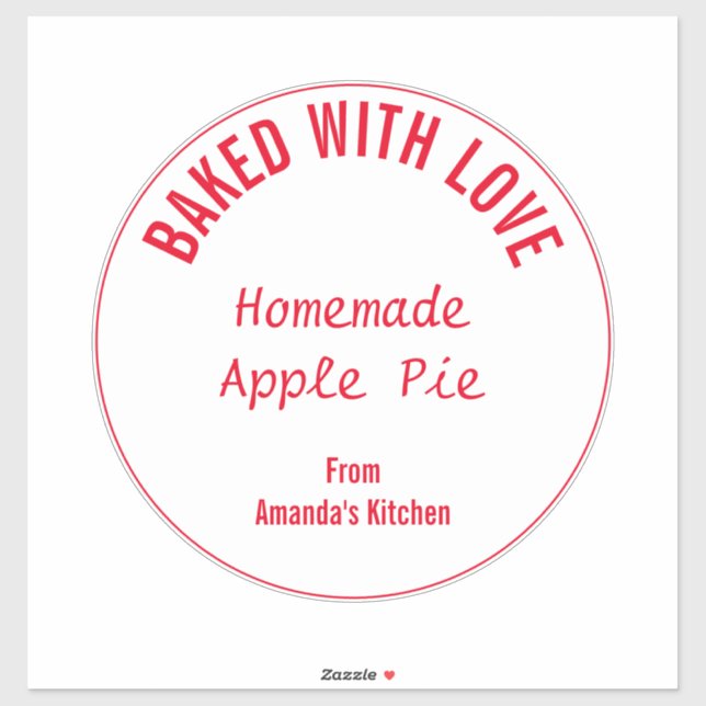 Homemade Food Red White Christmas Gift Party Favor Sticker (Sheet)