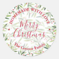 Homemade Food Treat Christmas Baking Holly Berries Classic Round Sticker
