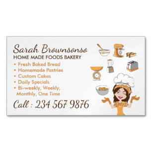 Homemade Fresh Bread Pastries Lady Business Card Magnet