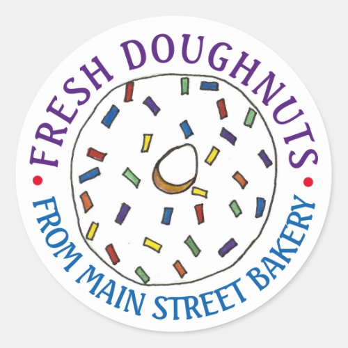 Homemade Fresh Donuts Doughnuts Baked By Bakery Classic Round Sticker