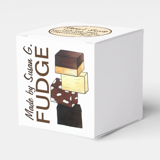 Homemade Fudge Candy Confectionery Made Baked By Favor Boxes (Front Side)