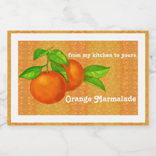 Homemade Gift of Orange Marmalade Jelly or Jam Food Label