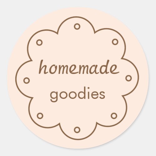 Homemade Goodies With Scalloped Edge Circle Classic Round Sticker