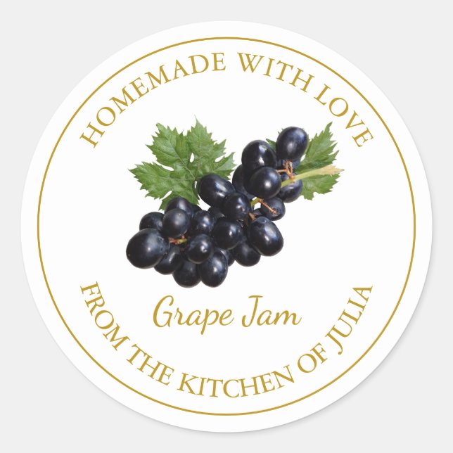 Homemade Grape Jam Label | White (Front)