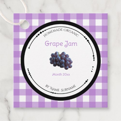 Homemade Grape Jam Label With Ingredients