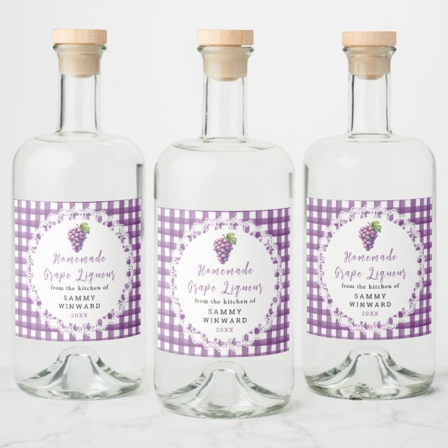 Homemade Grape Liqueur Bottle Label (Bottles)