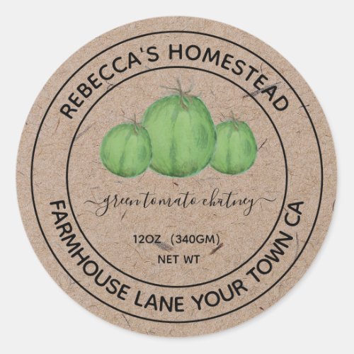 Homemade Green Tomato Chutney canning label