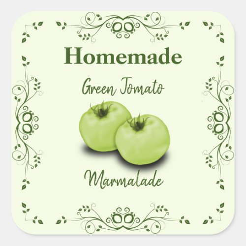 Homemade Green Tomato Marmalade Canning Jar Label