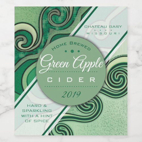 Homemade green wine cider personalized wine label