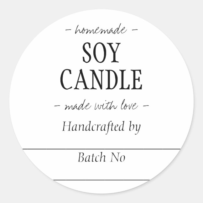 Homemade Handcrafted SOY CANDLE Classic Round Sticker