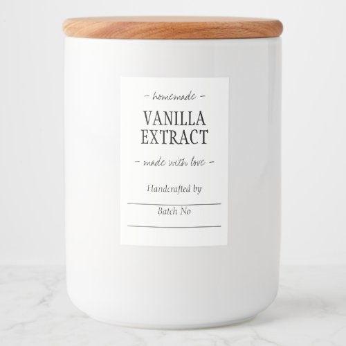 Homemade Handcrafted Vanilla Extract Bottle Jar Food Label