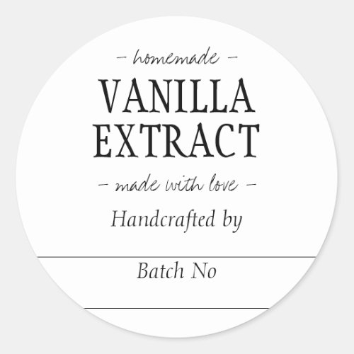 Homemade Handcrafted Vanilla Extract Kitchen Jar Classic Round Sticker