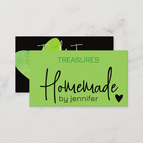 Homemade Handmade Crafts Calligraphy Lime Green Business Card