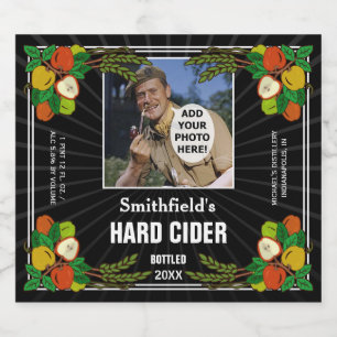 Homemade Hard Apple Cider Custom Photo Black Beer Bottle Label
