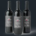 Homemade Holiday Liqueur Wine Chalkboard Christmas Label<br><div class="desc">Add your custom name and information to this elegant wine bottle label. It has a chalkboard art look Christmas holly with leaves and berries. This is fully customizable--you can add, delete, move, or change anything. ----- It says Homemade Holiday Liqueur, from the Kitchen of Your Name, Keep Refrigerated. Simply replace...</div>