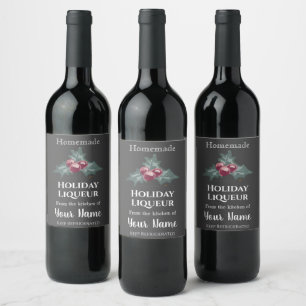 Homemade Holiday Liqueur Wine Chalkboard Christmas Label