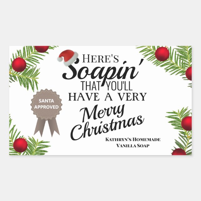 Homemade Holiday Soap Personalized Rectangular Sticker (Front)