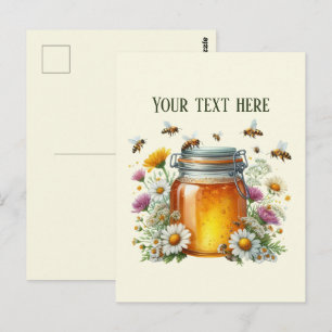 Homemade honey bee add message business name  postcard