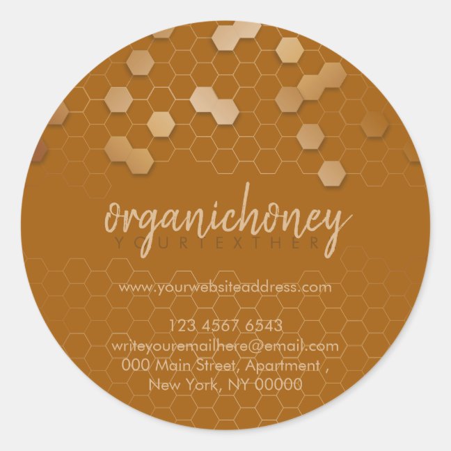 Homemade Honey Jar Beewax Candle Terracotta Gold Classic Round Sticker