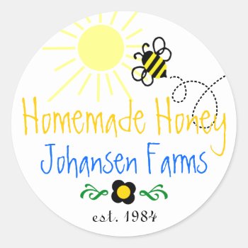 Homemade Honey - Personalized Classic Round Sticker by hungaricanprincess at Zazzle