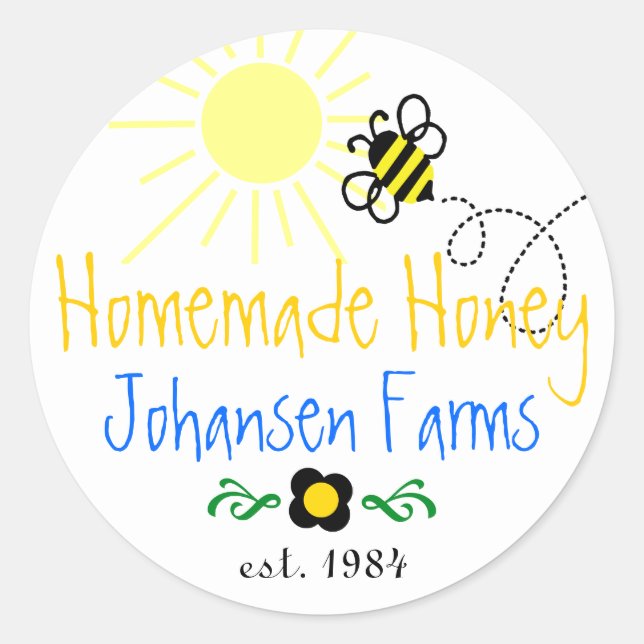 Homemade Honey - Personalized Classic Round Sticker (Front)