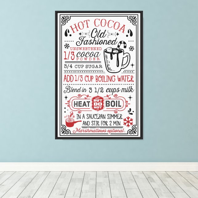 Homemade Hot Cocoa Recipe | Farmhouse Canvas Print (Insitu(Wood Floor))
