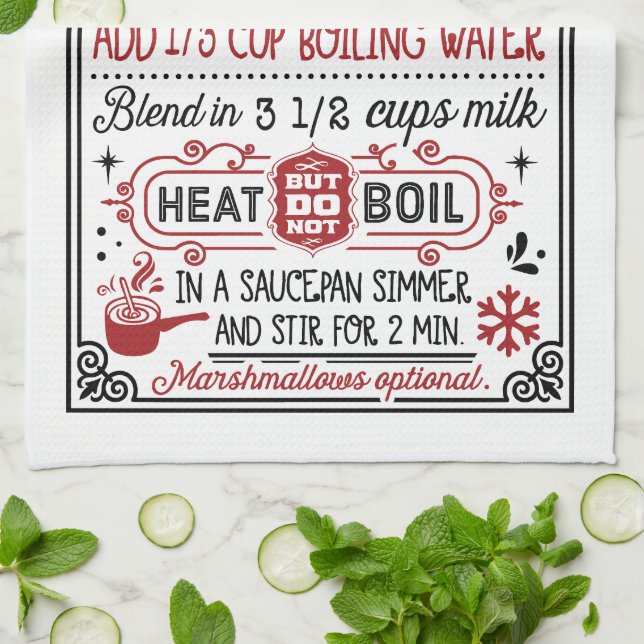 Homemade Hot Cocoa Recipe | Farmhouse Kitchen Towel (Folded)