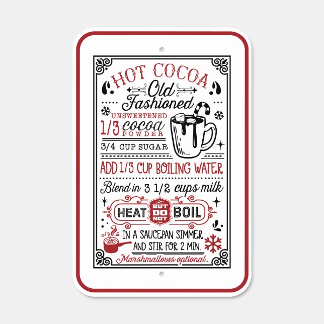 Homemade Hot Cocoa Recipe | Farmhouse Metal Sign (Front)