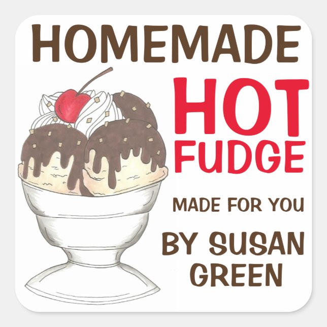 Homemade Hot Fudge Sauce Personalized Stickers (Front)