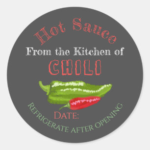 Homemade Hot Sauce Chili Peppers Chalkboard Art Classic Round Sticker