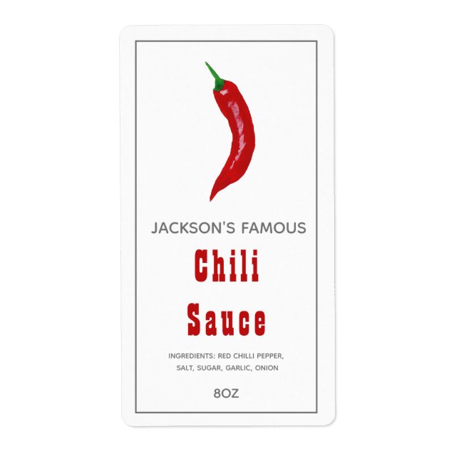 Homemade Hot Sauce | Chili Sauce  Label (Front)