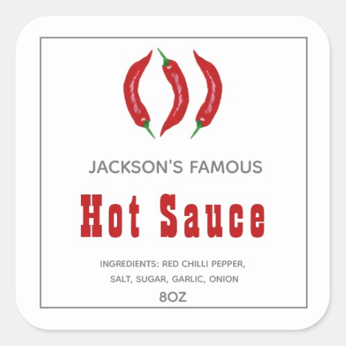 Homemade Hot Sauce  Chili Sauce  Label