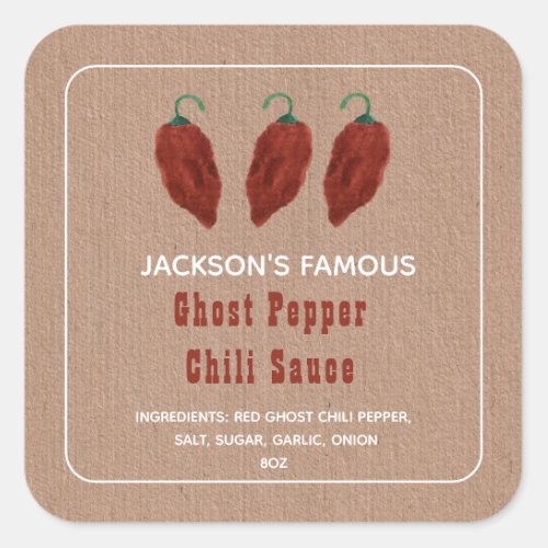 Homemade Hot Sauce Ghost Pepper Chili Sauce Label