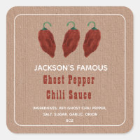 Homemade Hot Sauce Ghost Pepper Chili Sauce Label