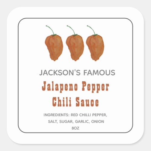 Homemade Hot Sauce Jalapen Pepper Chili Sauce  Lab Square Sticker