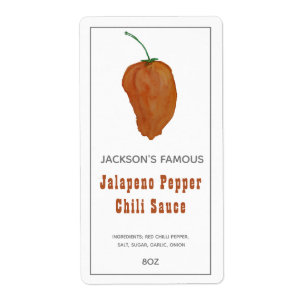 Homemade Hot Sauce Jalapen Pepper Chili Sauce  Label