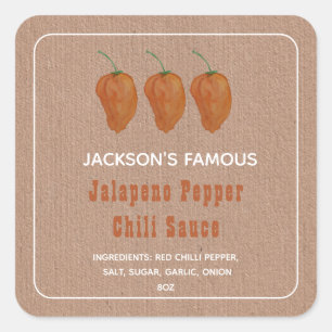 Homemade Hot Sauce Jalapen Pepper Chili Sauce Square Sticker