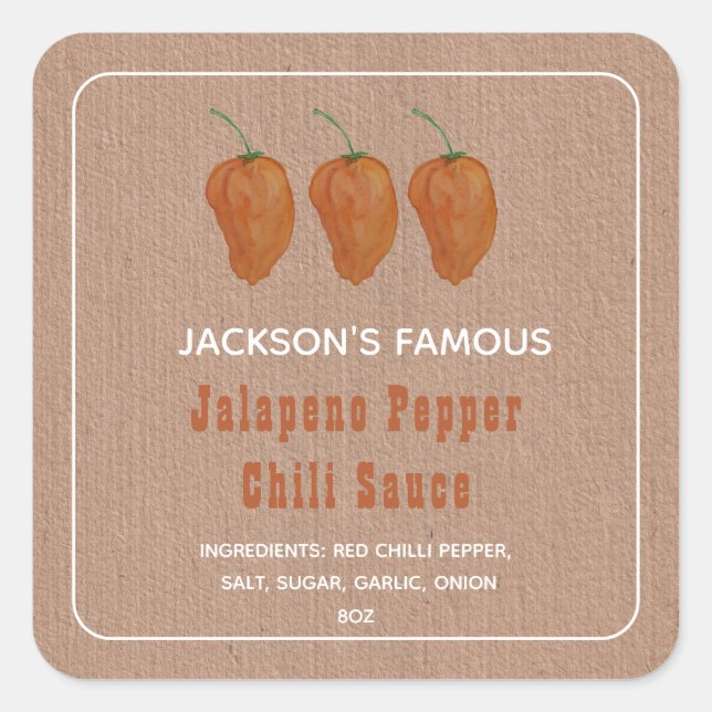 Homemade Hot Sauce Jalapen Pepper Chili Sauce  Square Sticker (Front)
