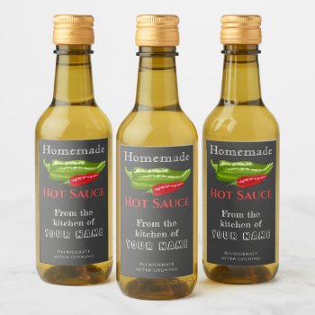 Homemade Hot Sauce Label Chalk Art Chili Peppers by alinaspencil at Zazzle