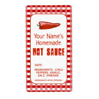 Homemade Hot Sauce Label Chili Pepper Personalized