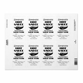 Homemade Hot Sauce Personalized Black White Chili Label by alinaspencil at Zazzle
