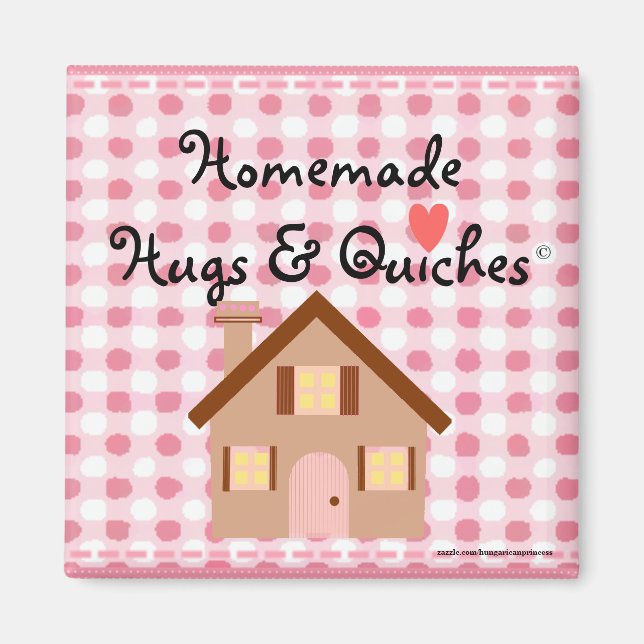 Homemade Hugs Pink Gingham Magnet (Front)