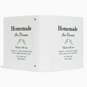 Homemade ice cream add ingredients made with love 3 ring binder