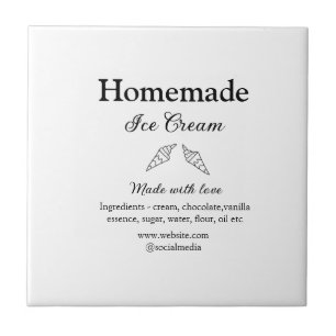 Homemade ice cream add ingredients made with love  ceramic tile