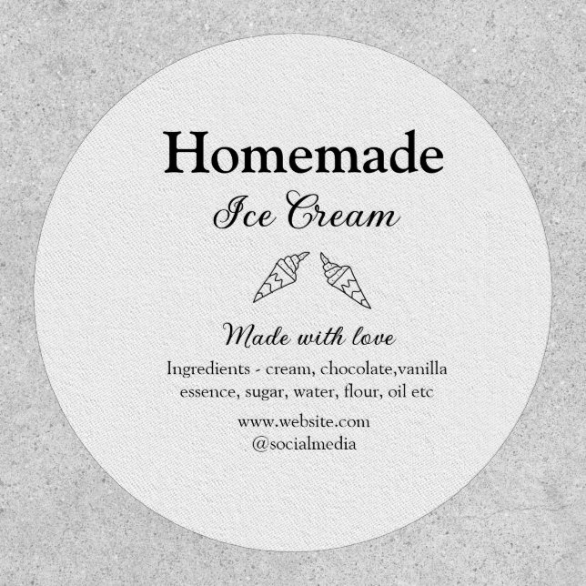 Homemade ice cream add ingredients made with love  patch (Front)