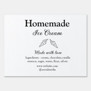 Homemade ice cream add ingredients made with love  sign